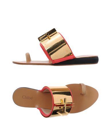 Chloé Flip Flops In Gold | ModeSens