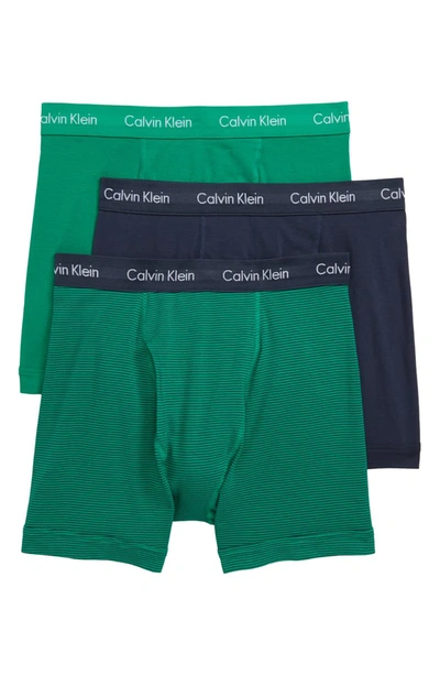 Calvin Klein 3-pack Boxer Briefs In Tourney/ Stripe/ Indigo