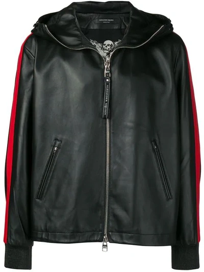 Alexander Mcqueen Leather Hooded Jacket In Black