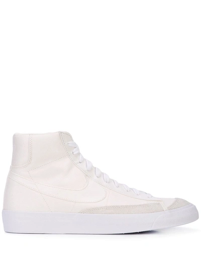 Nike Blazer Mid '77 Suede-trimmed Canvas Sneakers In White