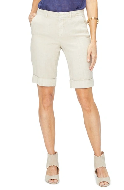 Nydj Stretch Linen Blend Bermuda Shorts In Straw