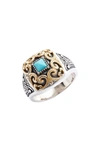 Konstantino Stone Signet Ring In Silver/ Gold/ Turquoise