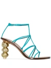 Cult Gaia Pietra Leather Ankle-strap Sandals In Blue