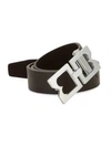 Bruno Magli Double-buckle Leather Belt In Brown