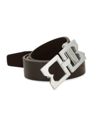 Bruno Magli Double-buckle Leather Belt In Brown