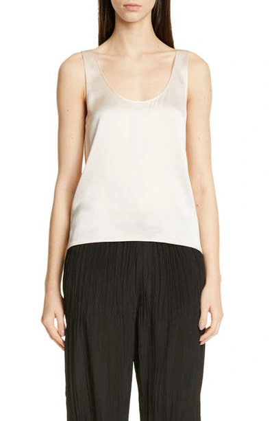 Vince Scoop-neck Silk Satin Tank Top In Pale Alder