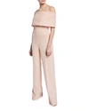 Lela Rose Off-the-shoulder Crepe Jumpsuit In Pink