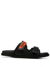 Dsquared2 Men's Grip-strap Neon Logo Sandals In Black