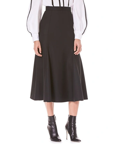 Carolina Herrera Flared Calf-length Wool Midi Skirt