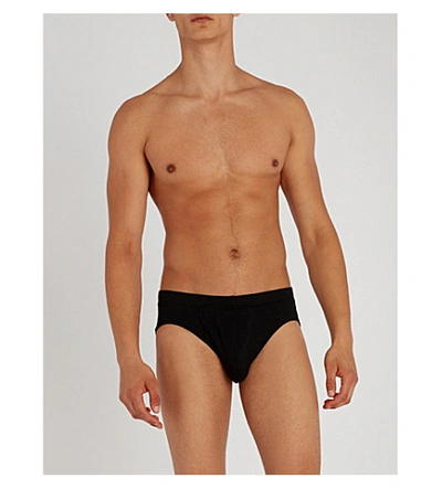 Hanro Sea Island Slim-fit Cotton Briefs In Deep Midnight