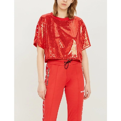 The Kooples X Puma Sequinned T-shirt In Red01 | ModeSens