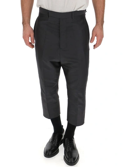 Rick Owens High Waist Cropped Trousers In Blujay