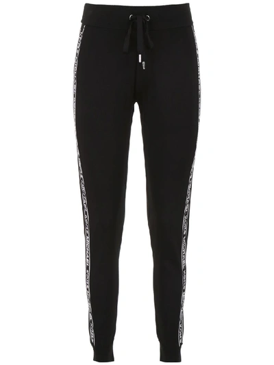 Michael Michael Kors Joggers With Side Bands In Black White (black)