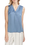 Vince Camuto Rumpled Satin Blouse In Dusty Blue