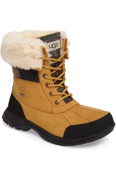Ugg Butte Plaid Waterproof Boot In Wheat