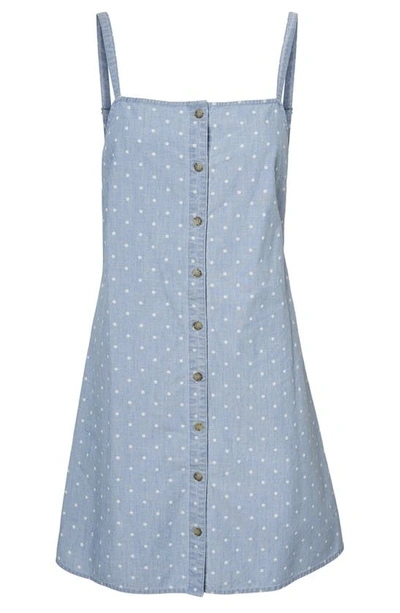 Vero Moda Mascha Dot-print Cotton Chambray Dress In Light Blue