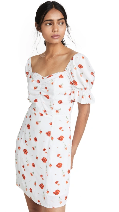sachin and babi light blue dress CHARLIE HOLIDAY Linen Mini Dress Puff Sleeves Open Back XS main image 1
