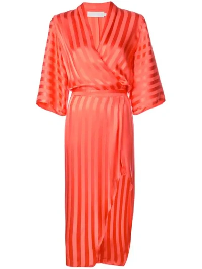 Michelle Mason Kimono Sleeve Dress In Red