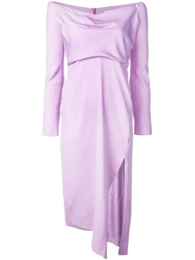 Michelle Mason Cowl Neck Dress In Purple