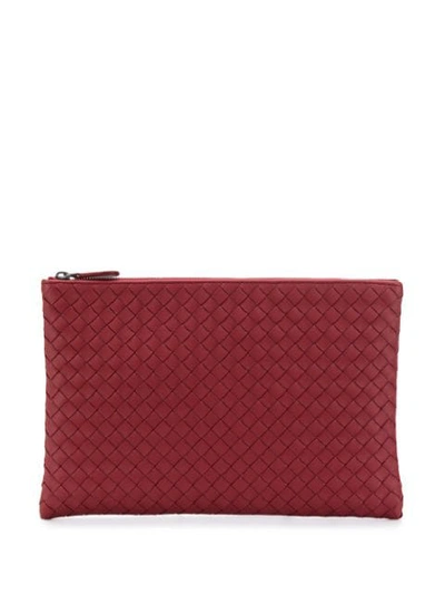 Bottega Veneta Intrecciato Zipped Pouch In Bacc. Rose