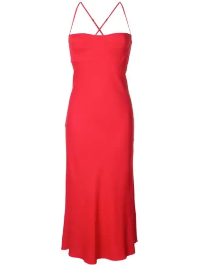 Michelle Mason Bustier Midi Dress In Red