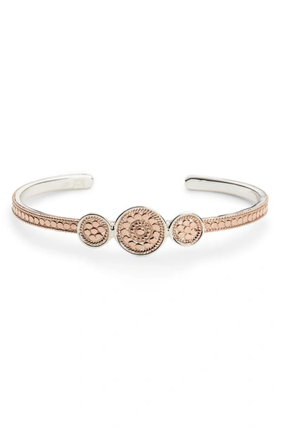 Anna Beck Beaded Triple Circle Cuff Bracelet In Rose Gold/ Silver