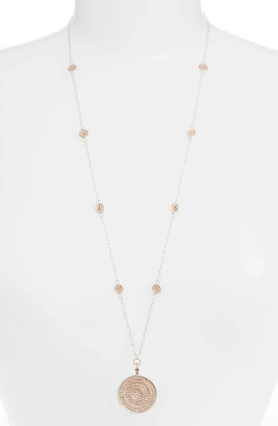 Anna Beck Circle Pendant Necklace In Rose Gold/ Silver