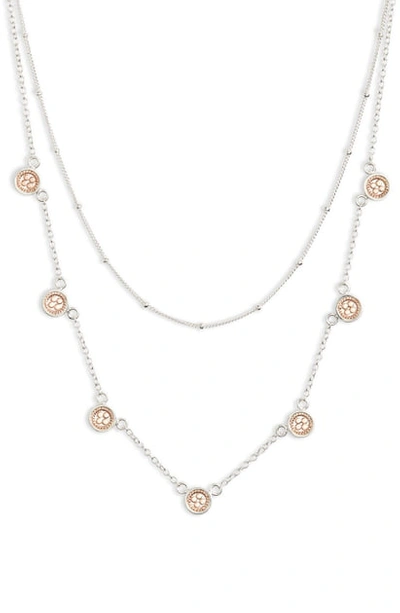 Anna Beck Layered Station Collar Necklace In Rose Gold/ Silver