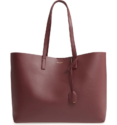 Saint Laurent 'shopping' Leather Tote - Burgundy In Raspberry