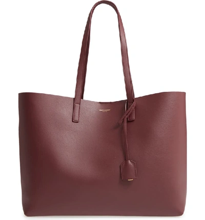 Saint Laurent 'shopping' Leather Tote - Burgundy In Rouge Legion
