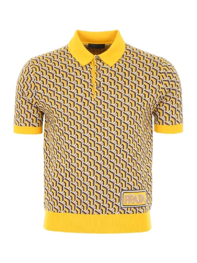 Prada Knit Polo Shirt In Senape (yellow)
