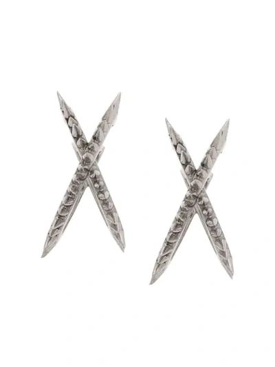 Alancrocetti Studded Spike Earrings In Silver