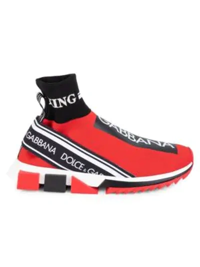 Dolce & Gabbana Sorrento Logo Sock Sneakers In Red