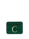 Chloé C Logo Croc Effect Cardholder - Green