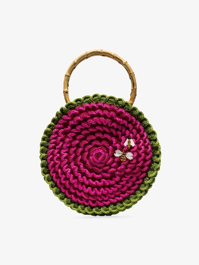 My Beachy Side Knitted Bee Embroidered Bag In Pink