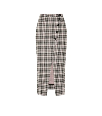 Alexa Chung High-waist Plaid Skirt In Grey