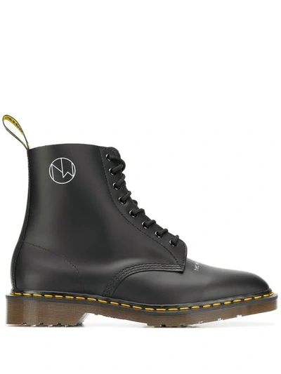Undercover Dr. Martens 1460 Printed Leather Boots In Black