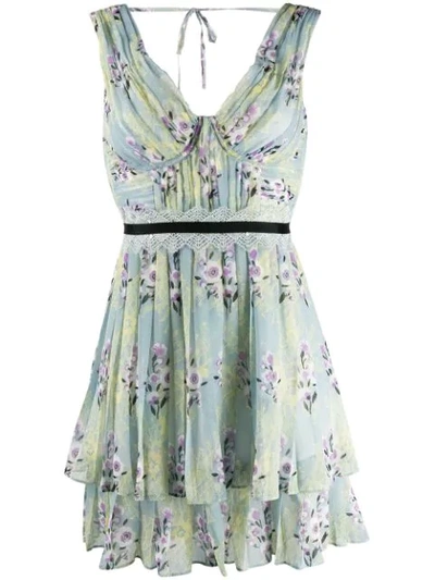 self portrait floral print chiffon mini dress Yellow Floral Organza Mini Dress  self-portrait