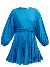 Rhode Ella Long-sleeve Poplin Dress With Belt In Blue