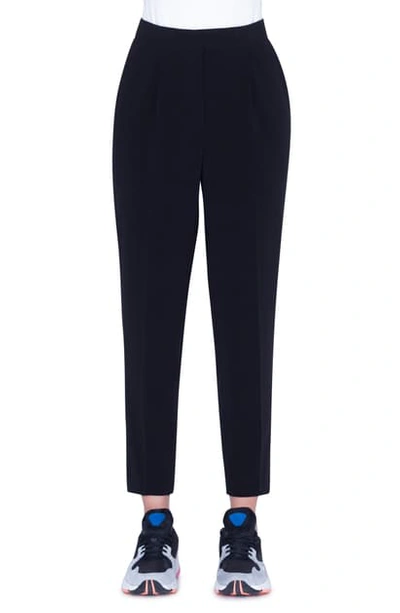 Akris Punto Maiko Pleated Crepe Ankle Pants In Black