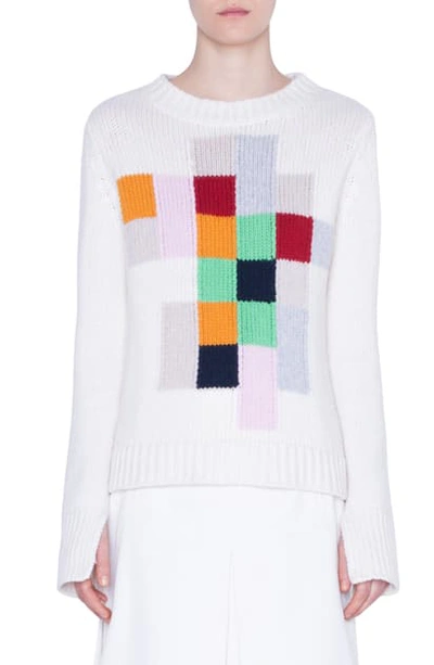 Akris Punto Cashmere Pixel-intarsia Sweater In Cream