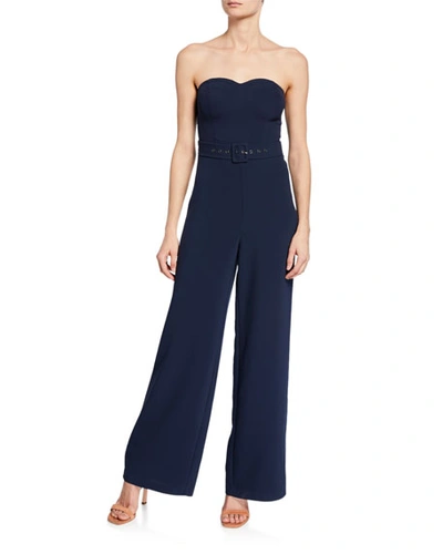 Likely Devi Strapless Sweetheart Belted Jumpsuit In Navy