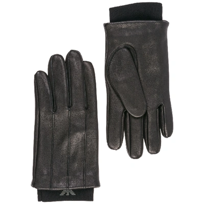 Emporio Armani Men's Leather Gloves In Black