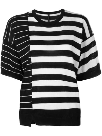 Sara Lanzi Striped Knit Sweater In Black