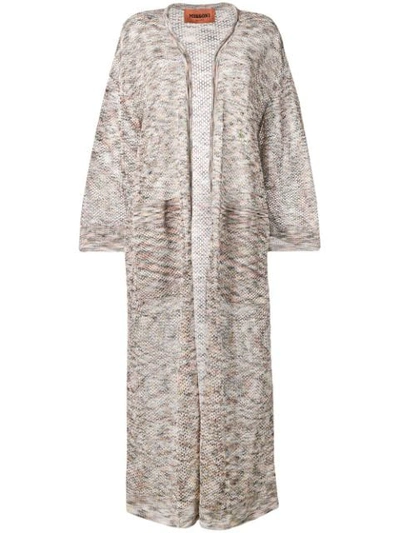 Missoni Long Space Dyed Cardigan In Neutrals