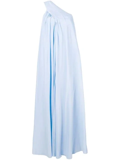 Lanvin One-shoulder Gathered Crepe Gown In Azure