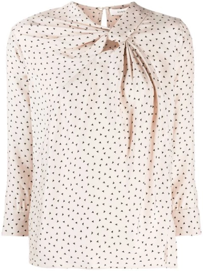 Aeron Áeron Patterned Twist Front Blouse - Neutrals