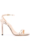 Schutz Altina Metallic Lizard-embossed Leather Sandals In Gold