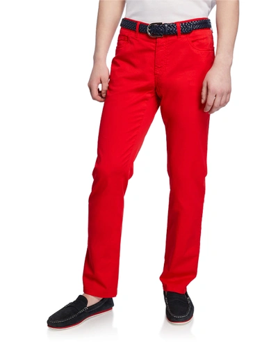 Brioni Men's 5-pocket Straight-leg Pants In Red