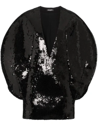 Balmain Circular Sequin Dress In Black